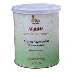 ARJUNA Capsules (Certified Organic) - 108 Veg Caps | 500mg Organic Terminalia arjuna Bark Powder | Ayurvedic Supplement for Heart Wellness & Circulatory Support | Sustainably Sourced, Vegan & Non-GMO