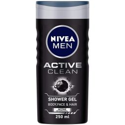 Nivea Men Body Wash Active Clean with Active Charcoal Shower Gel for Body Face & Hair