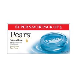 Pears Soft & Fresh Bathing Bar with 98% Pure Glycerine & Mint Extracts - For Fresh Glow